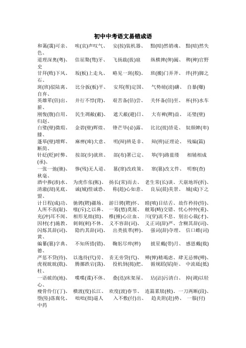 初中中考语文易错成语