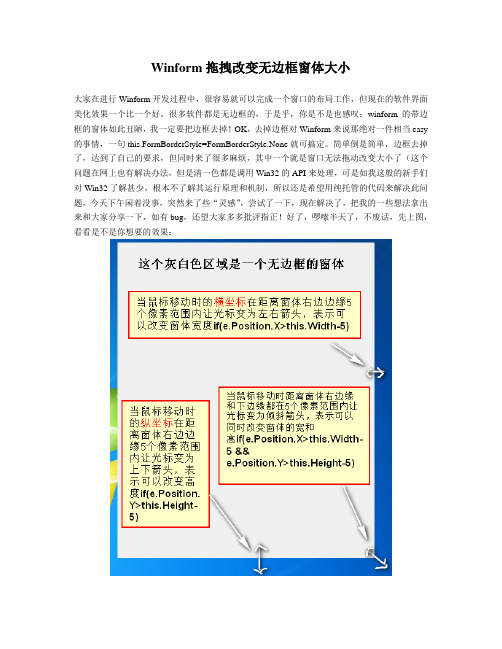 Winform无边框窗体拖动改变大小