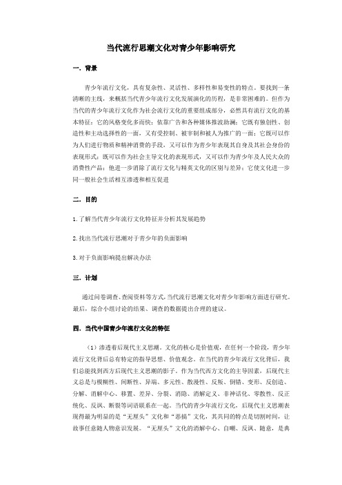当代流行思潮文化对青少年影响研究