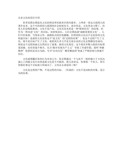 企业文化的误区介绍
