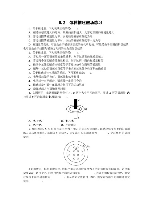 物理沪科版选修3-1课后训练：5-2 怎样描述磁场 含解析