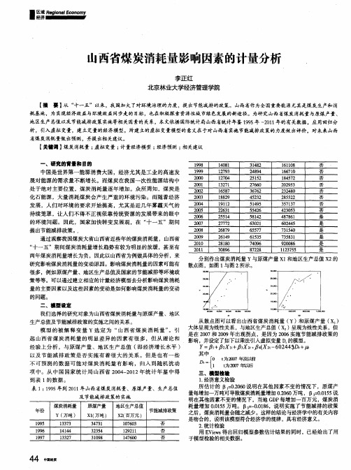 山西省煤炭消耗量影响因素的计量分析