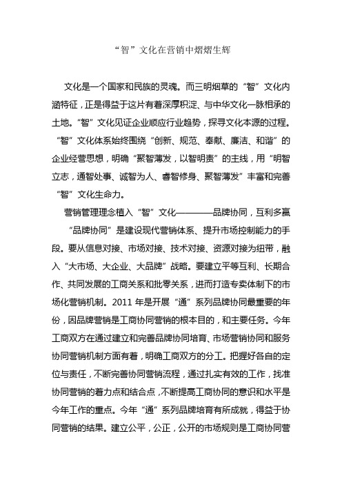 智文化在营销中熠熠生辉