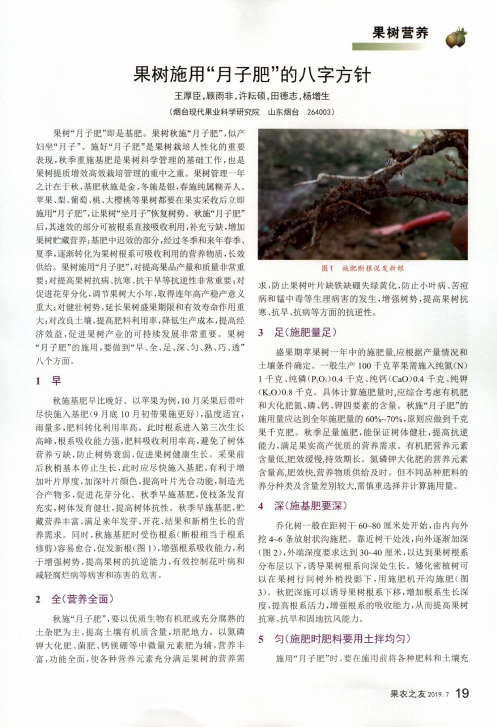 果树施用“月子肥”的八字方针