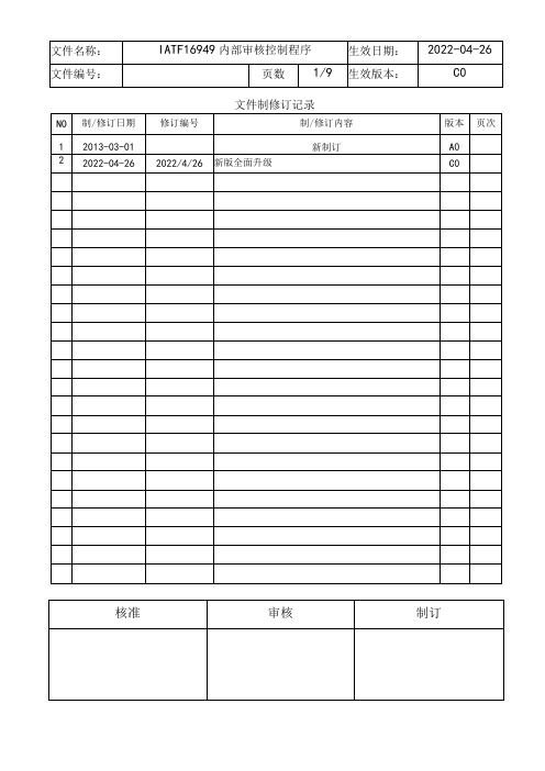 IATF16949内部审核控制程序含流程图