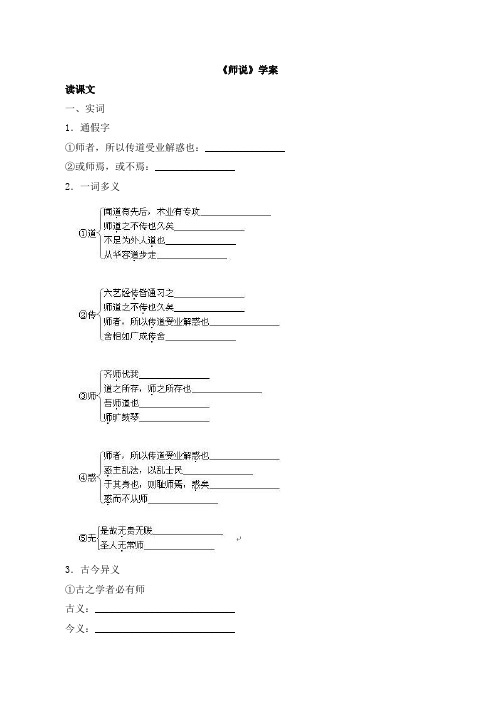 苏教版高中语文必修一 第2专题 《师说》学案1