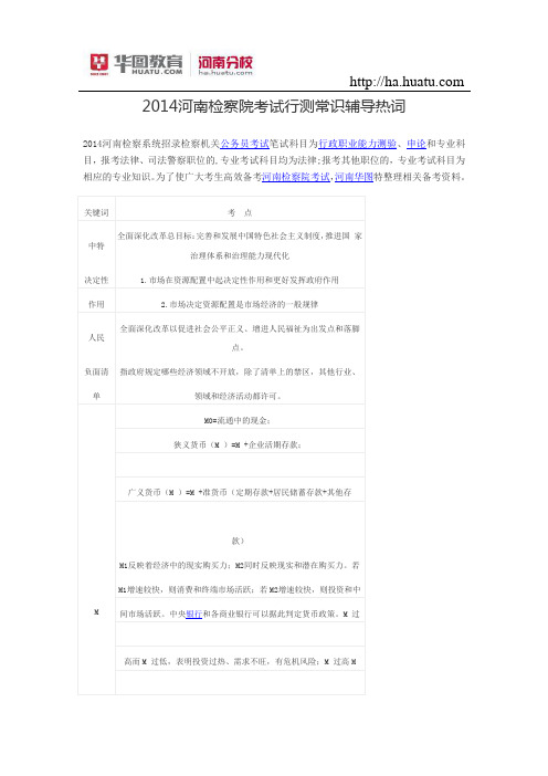 2015河南检察院考试行测常识辅导热词