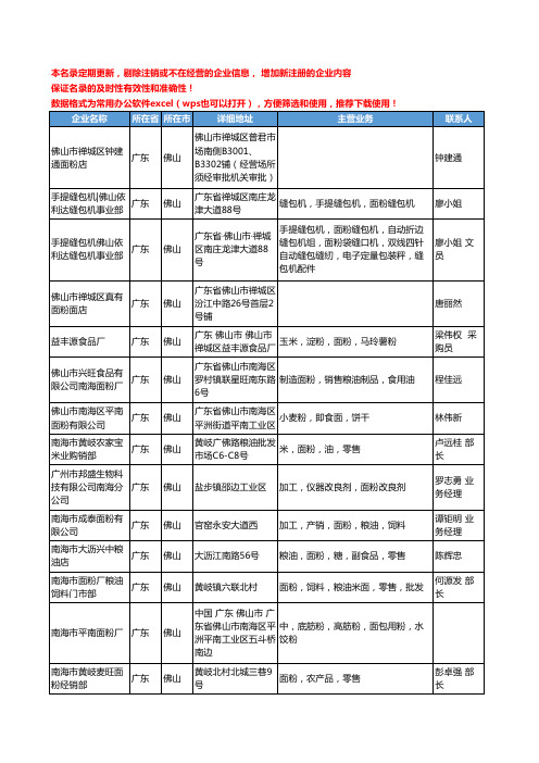 2020新版广东省佛山面粉工商企业公司名录名单黄页联系方式大全71家