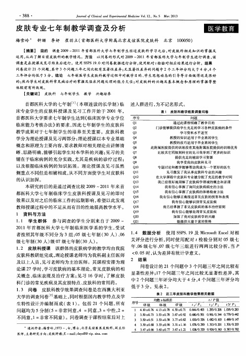 皮肤专业七年制教学调查及分析