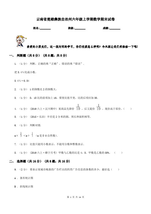 云南省楚雄彝族自治州六年级上学期数学期末试卷