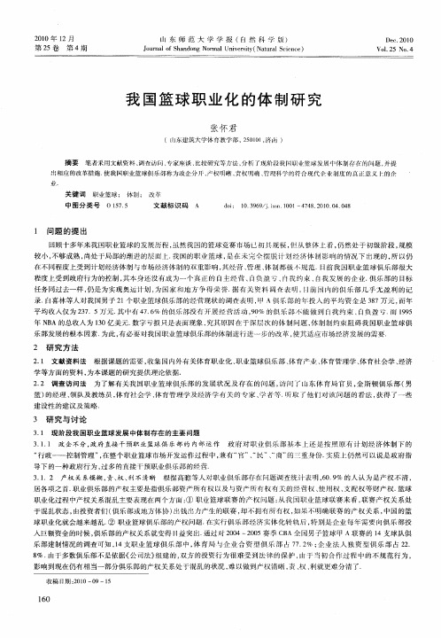 我国篮球职业化的体制研究
