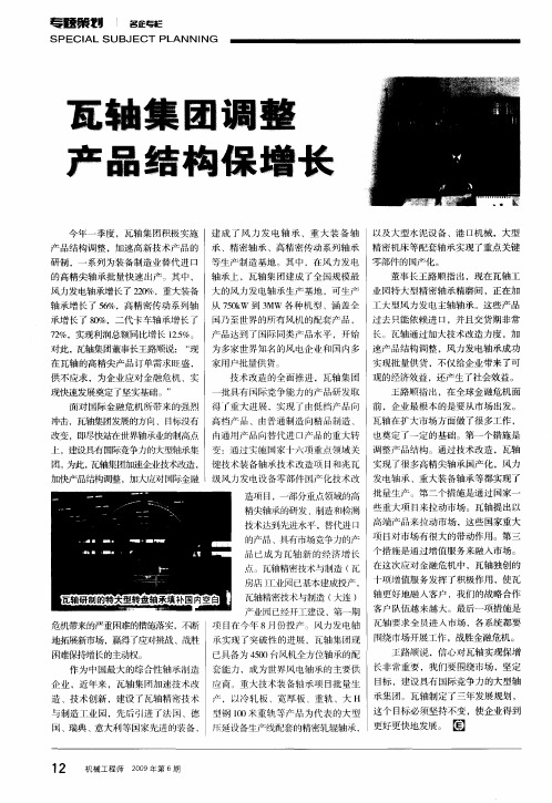瓦轴集团调整产品结构保增长