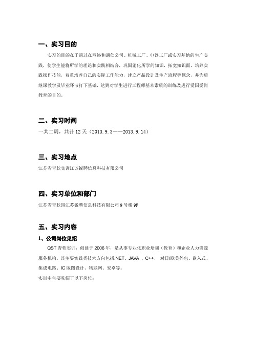 青软实训报告