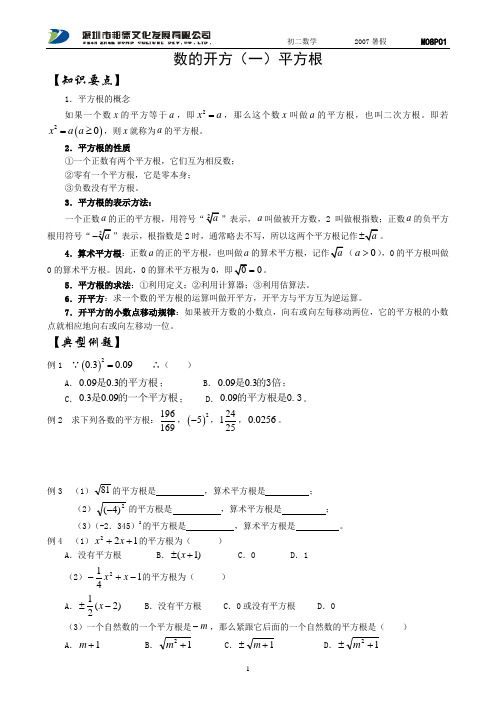 1数的开方(一)平方根