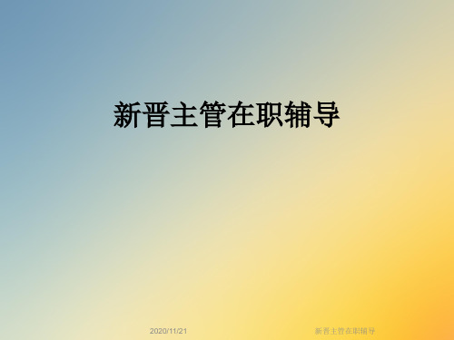 新晋主管在职辅导