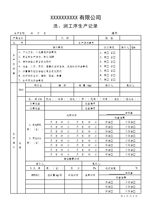 中药饮片—— 洗、润生产记录