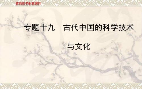 高考历史一轮复习专题十九古代中国的科学技术与文化课件人民
