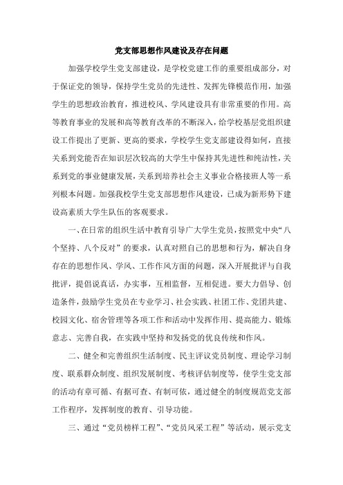 党支部思想作风建设及存在问题