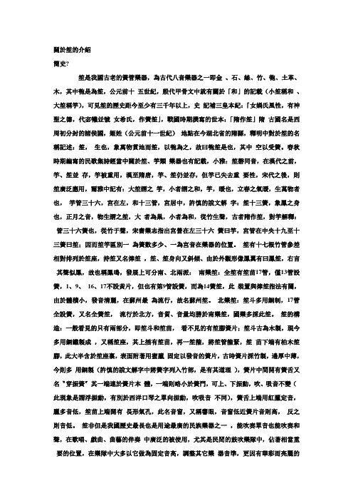 笙的介绍及音色问题