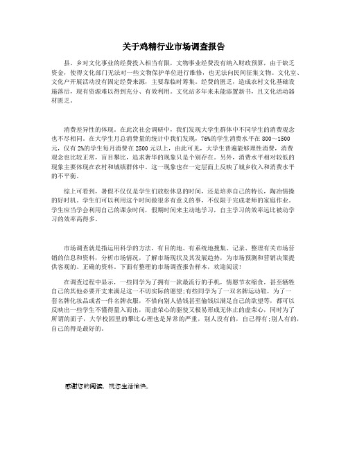 关于鸡精行业市场调查报告