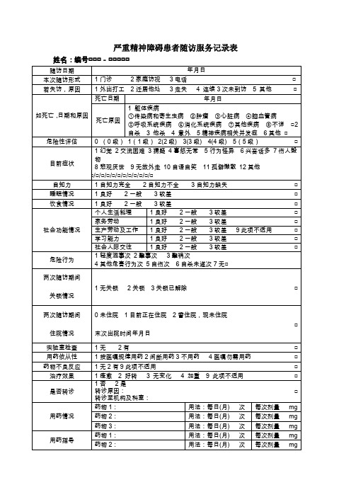 严重精神障碍患者随访服务记录表