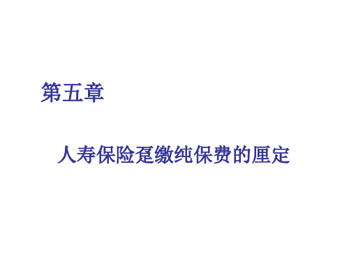 人寿保险趸缴纯保费的厘定培训课件