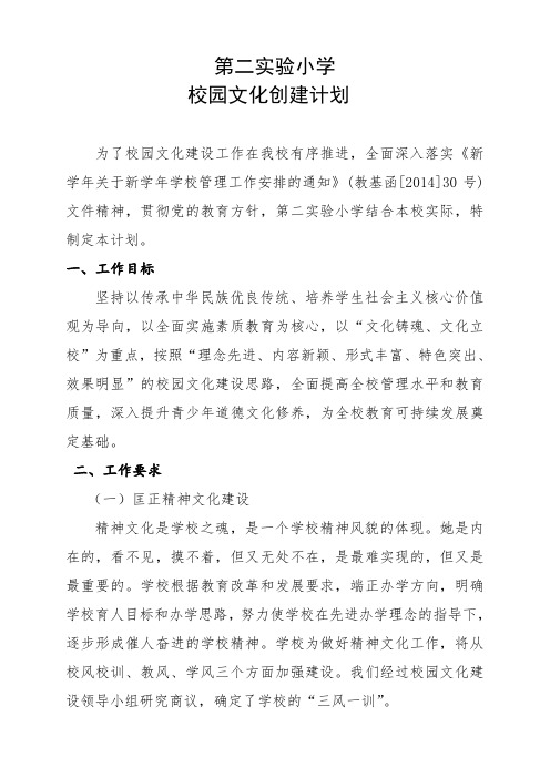 二小校园文化创建计划
