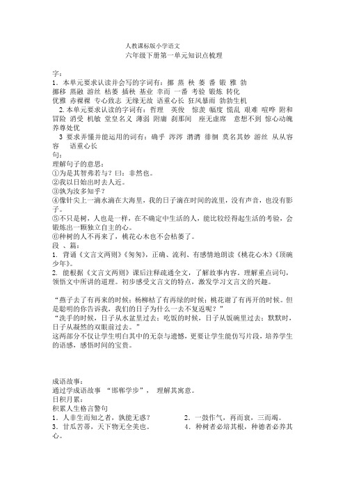 人教版六年级下册语文知识点归纳总结