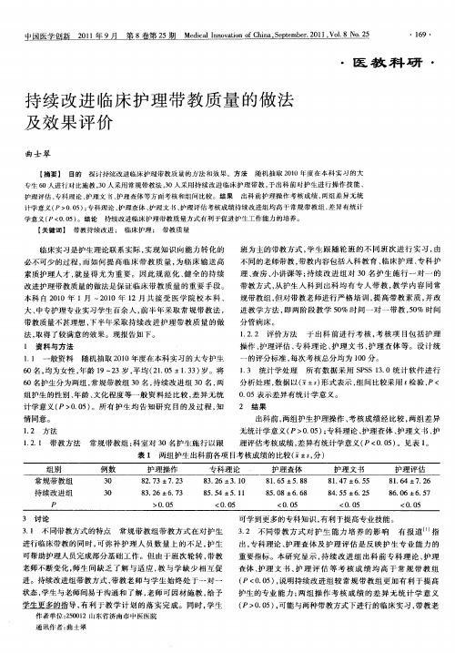 持续改进临床护理带教质量的做法及效果评价