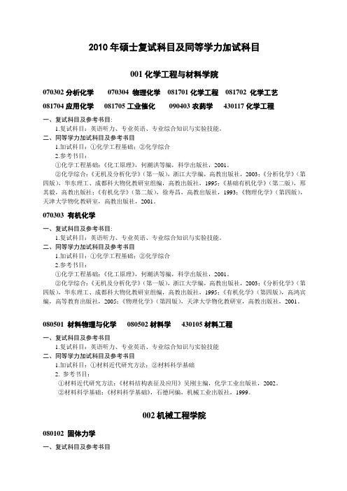浙江工业大学复试科目