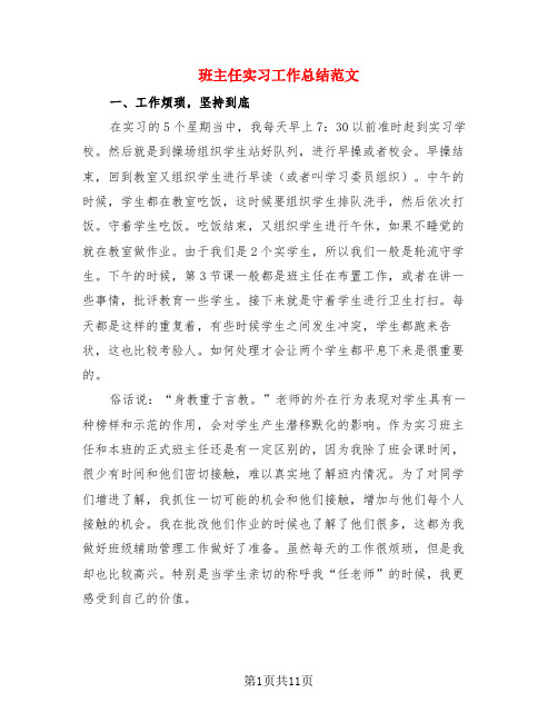 班主任实习工作总结范文(3篇)