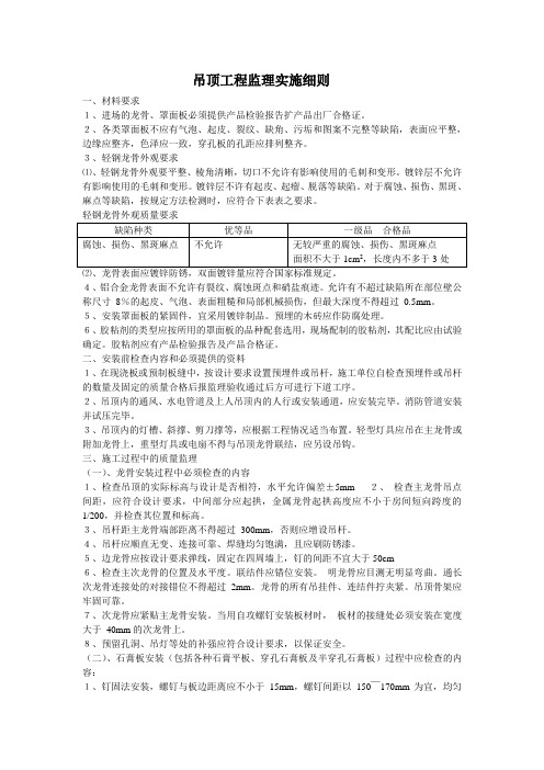 吊顶工程监理实施细则