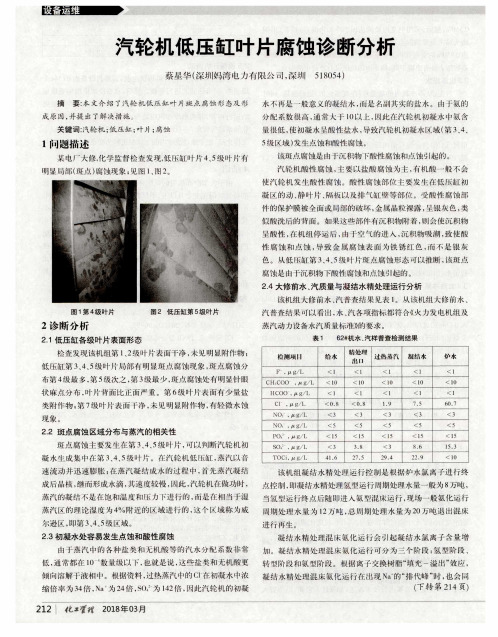 汽轮机低压缸叶片腐蚀诊断分析