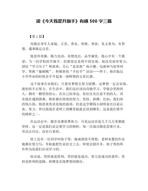 读《今天我是升旗手》有感500字三篇