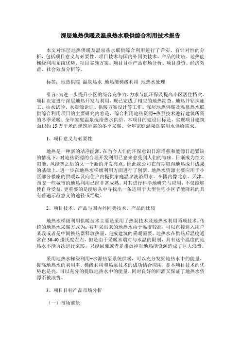 深层地热供暖及温泉热水联供综合利用技术报告