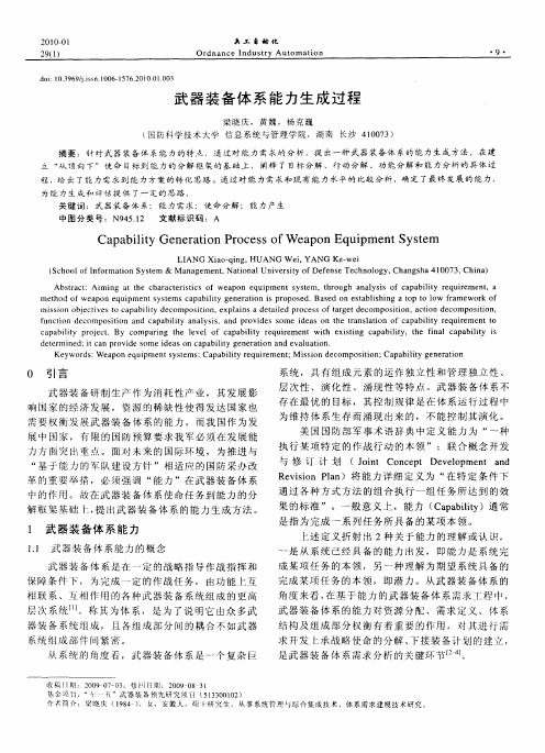 武器装备体系能力生成过程