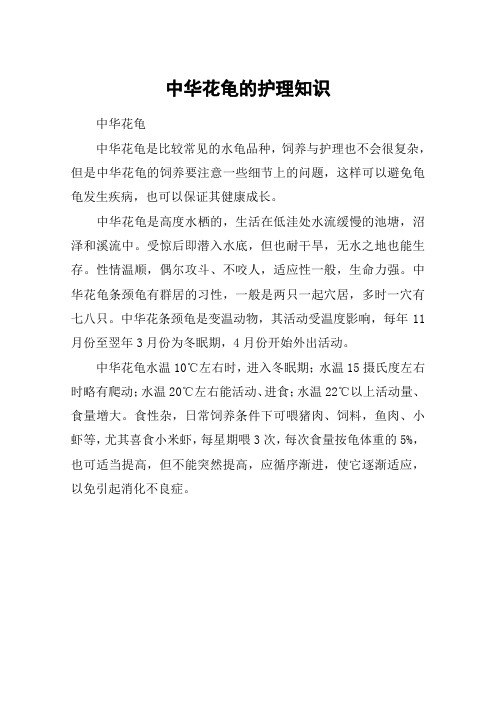 中华花龟的护理知识