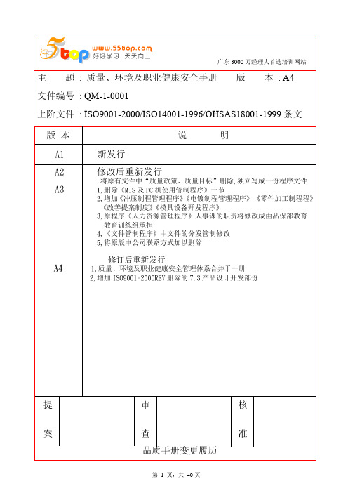 QEHS一体化管理手册