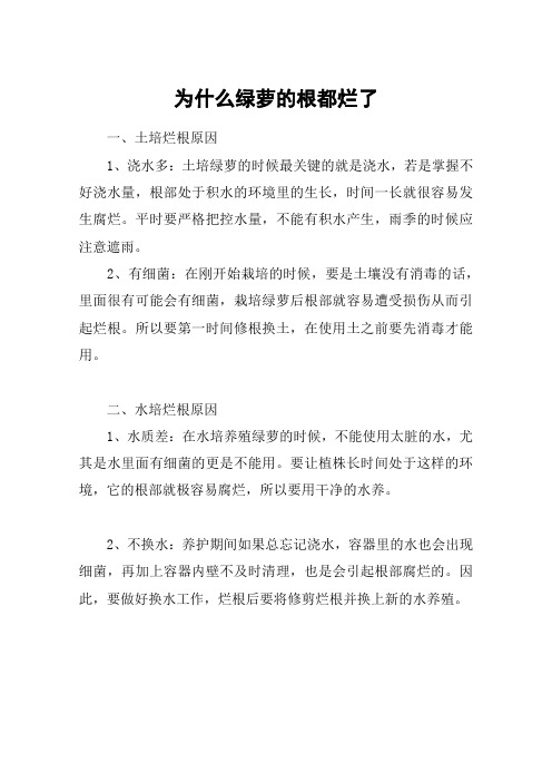 为什么绿萝的根都烂了