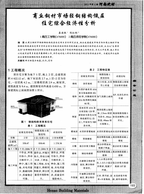 商丘钢材市场轻钢结构低层住宅综合经济性分析