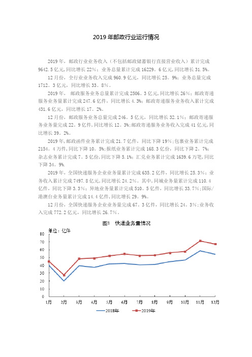2019年邮政行业运行情况