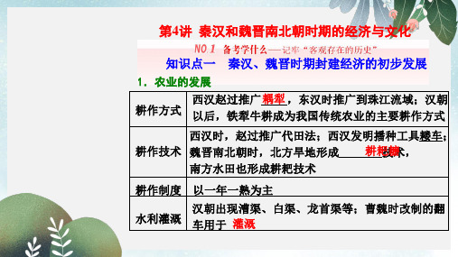 2019-2020年新人教版通史版高三历史一轮复习第一编中国古代史第一板块第二单元中华文明的发展_秦汉和魏晋南
