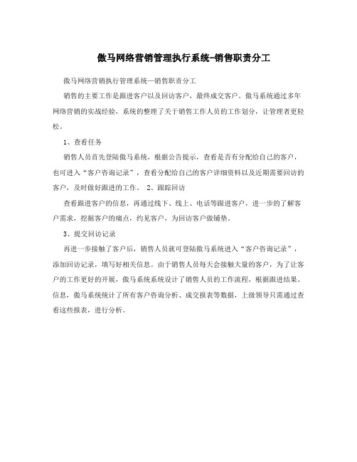 傲马网络营销管理执行系统-销售职责分工
