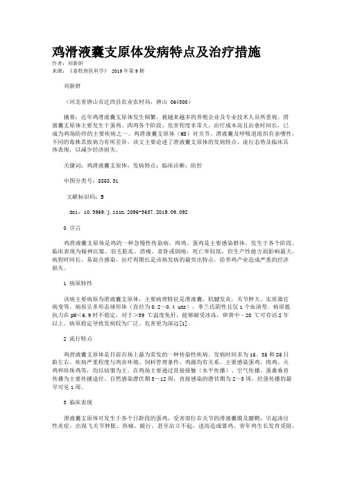 鸡滑液囊支原体发病特点及治疗措施