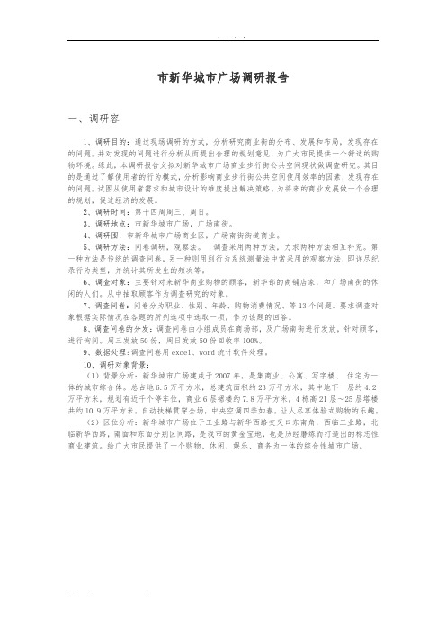 【勃起的头发】原创--南阳市新华城市广场调研报告范本