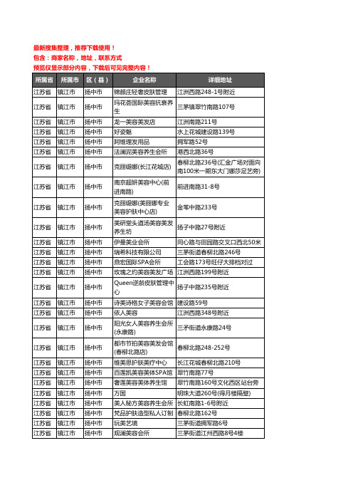新版江苏省镇江市扬中市美容院企业公司商家户名录单联系方式地址大全147家