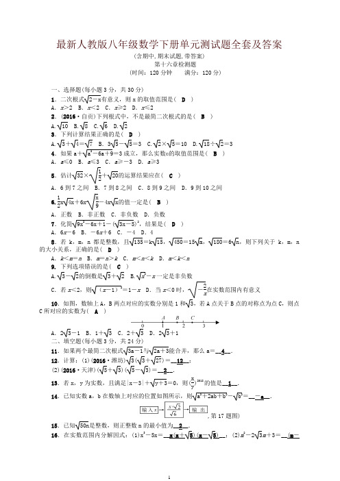 2019年新人教版八年级数学下册单元测试题全套-精品