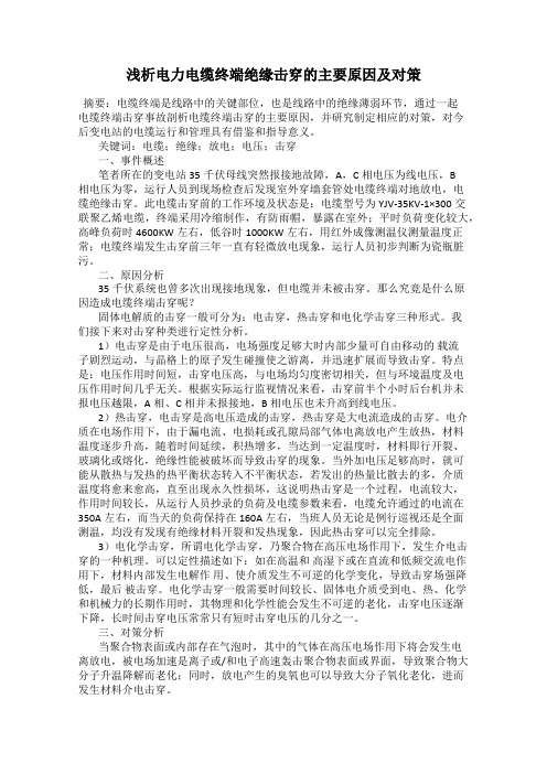浅析电力电缆终端绝缘击穿的主要原因及对策