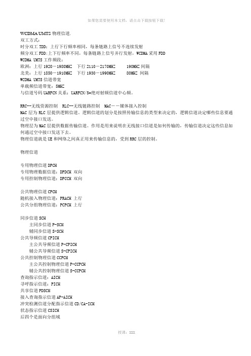 WCDMA-UMTS物理信道