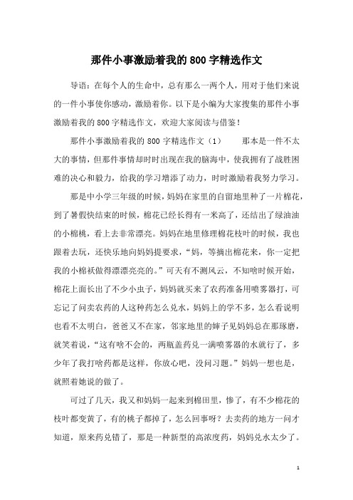 那件小事激励着我的800字精选作文